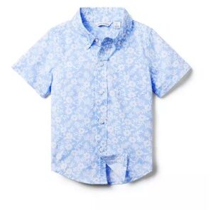 Janie + Jack French Blue Floral Poplin Boys Shirt, Size 8